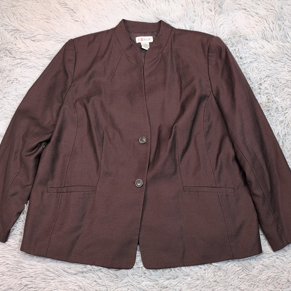 Vintage JG Hook Jacket Womens 18W‎ Brown Wool Blazer Coat Pockets Button Up